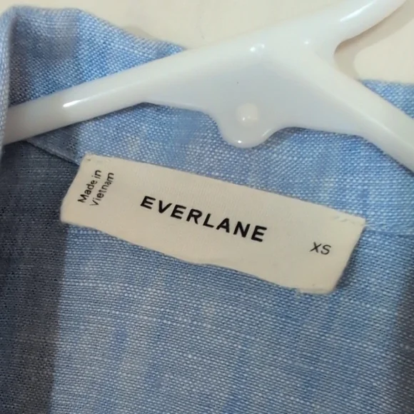 Everlane The Notch Shirt in Linen Light Blue Button Up Short Sleeve Boxy Top -XS - Picture 6 of 8
